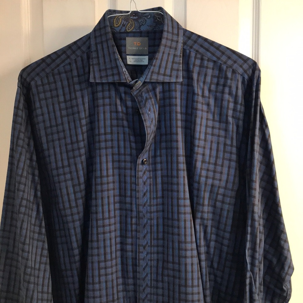 Thomas Dean black and blue shirt